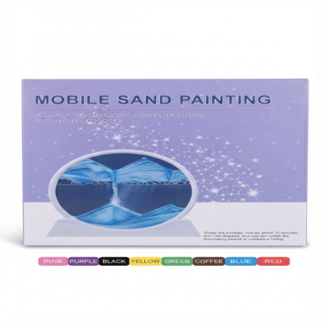 360-Degree Rotating Dynamic Liquid Sand Art Picture - Round Glass Quicksand Painting Desktop Decor Toy — image 3