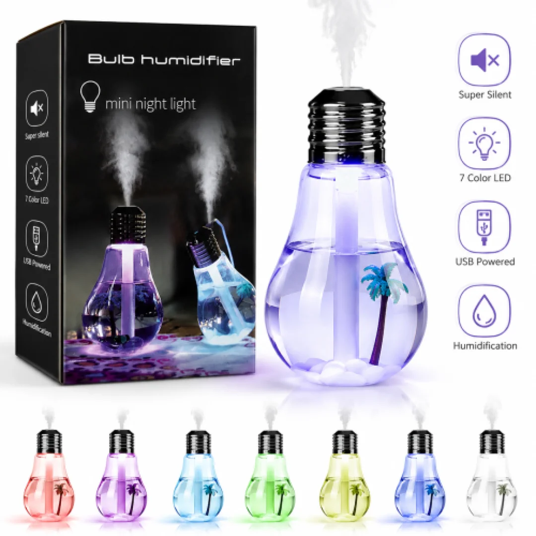 Bulb USB Air Humidifier with 7 Color LED Light Mini Mist Diffuser — ছবি 3
