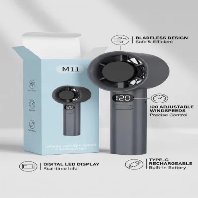 M11 Mini Turbo Fan Bladeless USB Type-C Rechargeable Handheld & Desktop Portable Cooling Fan — image 3