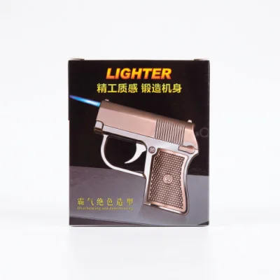 Mini Gun Shape Jet Flame Gas Lighter – Refillable Windproof Blue Torch Metal Lighter — image 2