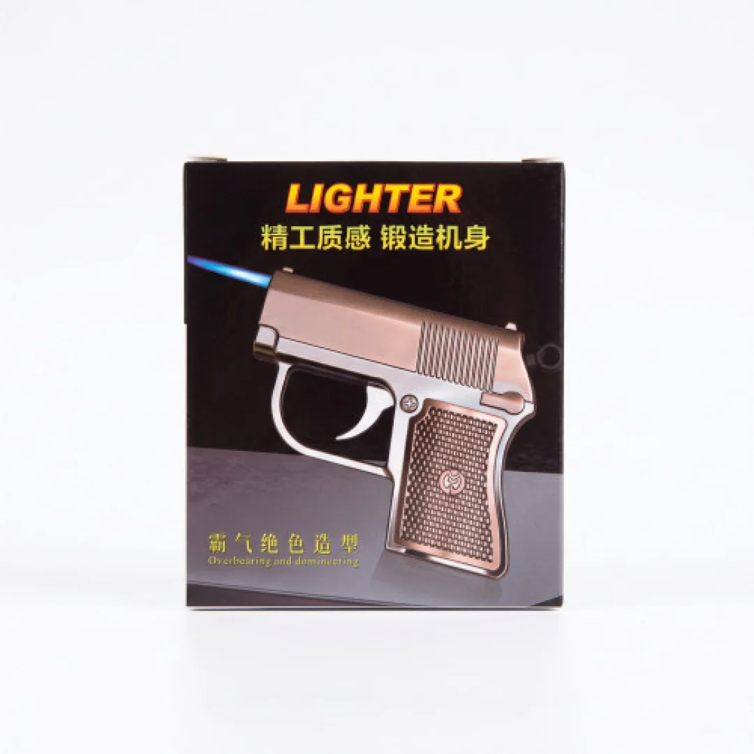 Mini Gun Shape Jet Flame Gas Lighter – Refillable Windproof Blue Torch Metal Lighter — image 2