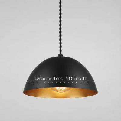 Modern Black and Gold Pendant Light (10 Inch) - Hanging Ceiling Lamp for Home & Cafe Decor — image 1