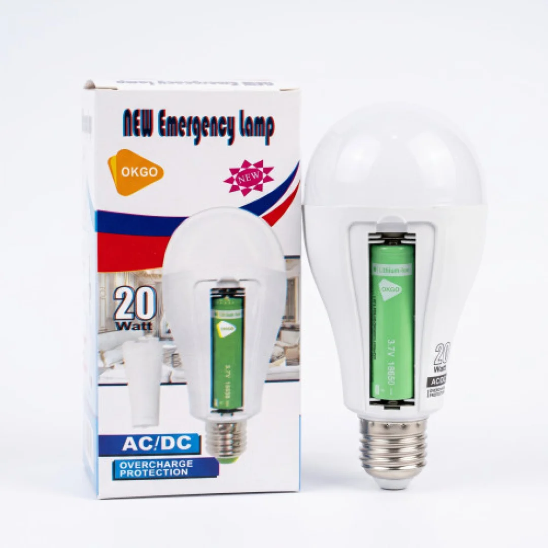 OKGO 20W AC/DC Rechargeable Emergency LED Bulb with Replaceable Battery & Overcharge Protection