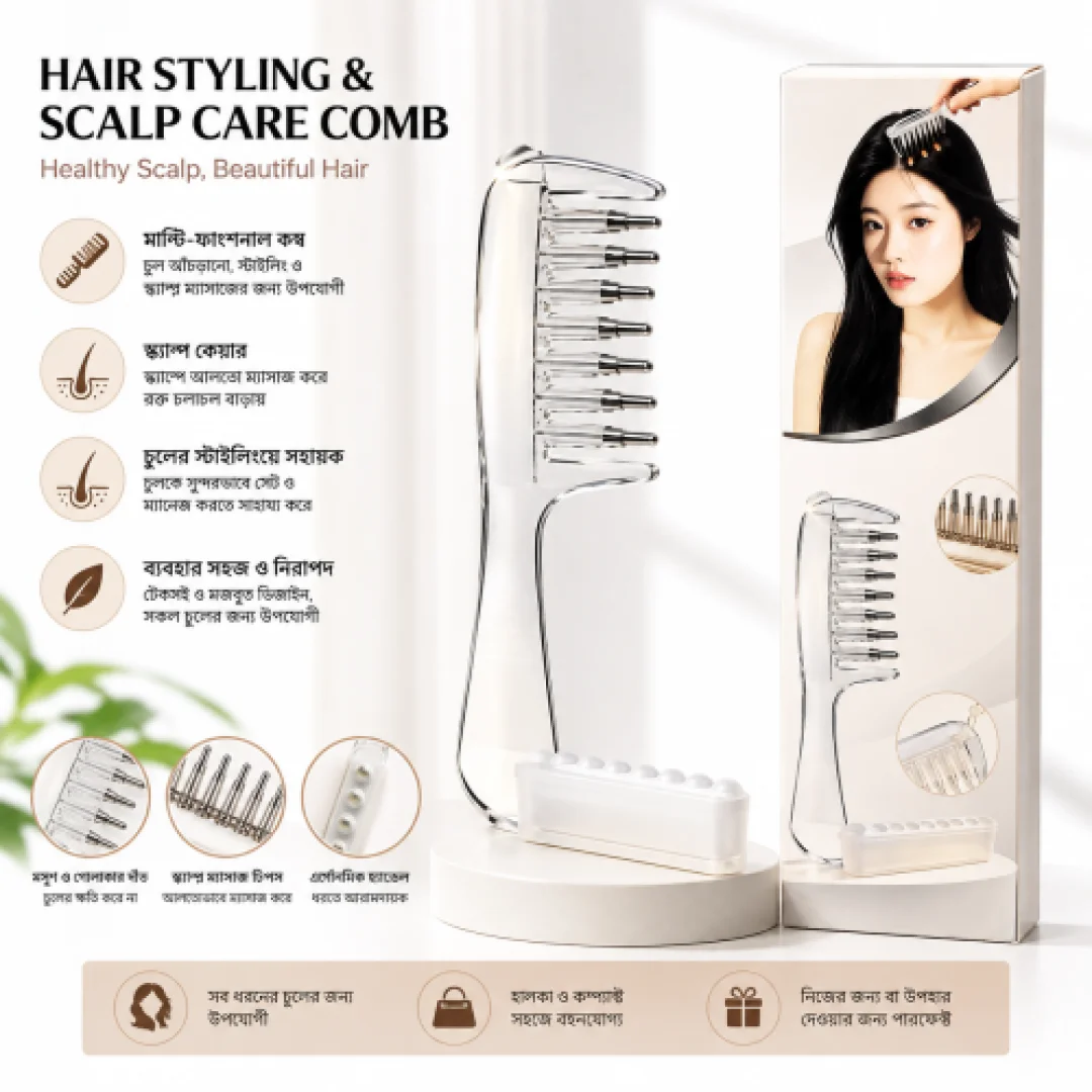 Premium Hair Styling & Scalp Massage Comb for Women — ছবি 2