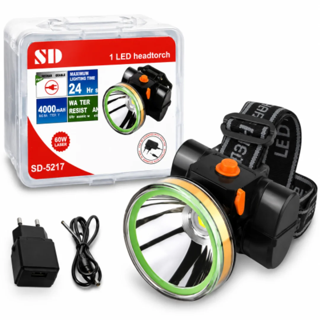 SD-5217 4000mAh Rechargeable LED Headtorch – Water Resistant Flashlight — image 2