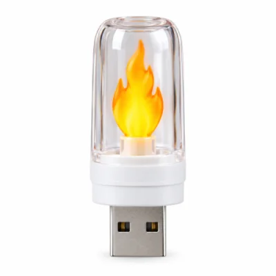 USB Flame Atmosphere Light | Realistic Flickering Flame LED Night Lamp — ছবি 2