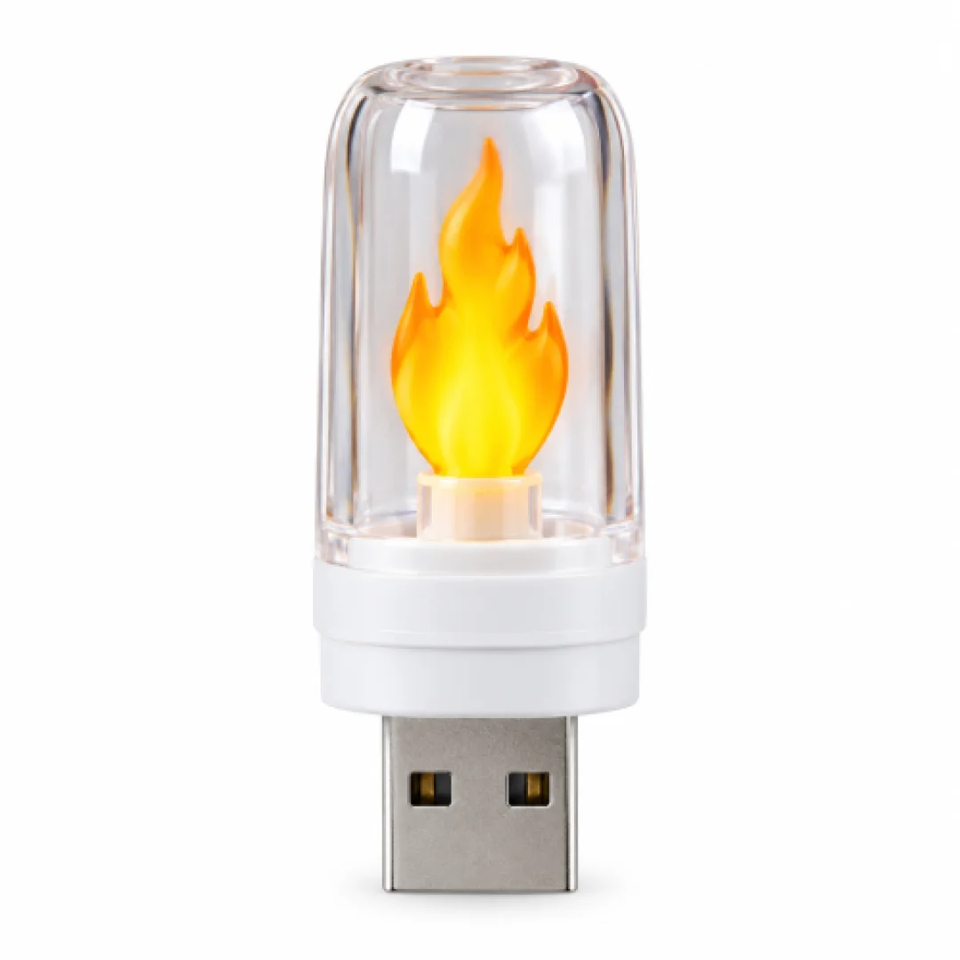 USB Flame Atmosphere Light | Realistic Flickering Flame LED Night Lamp — ছবি 3