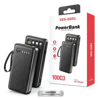 Ven-Dens VD-PB058 10000mAh High-Quality Portable Power Bank with Built-in Cables & Hanging Strap — ছবি 3