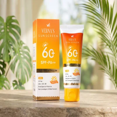 VERNA'S Sunscreen Cream SPF-PA++ - 60ml | Oil Free Sun Safe With Glow — image 2