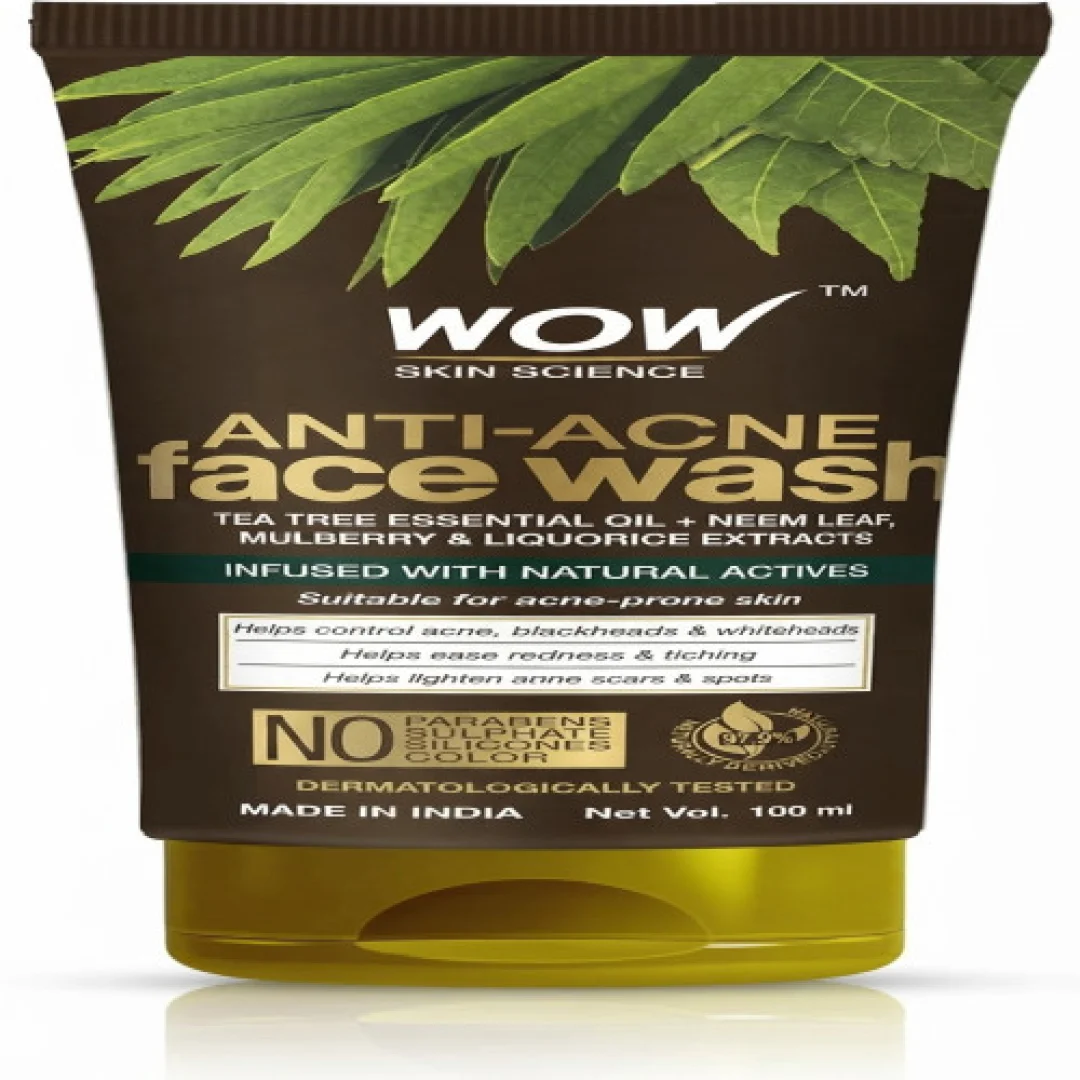 WOW Skin Science Anti-Acne Face Wash with Tea Tree & Neem, 100 ml