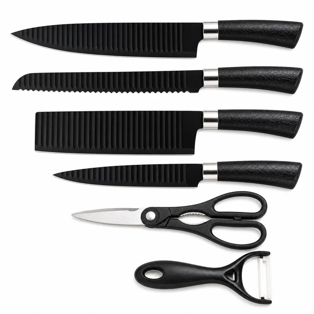 6-Piece Kitchen Knife Set — 4 Knives, Scissor, Ceramic Peeler — image 2