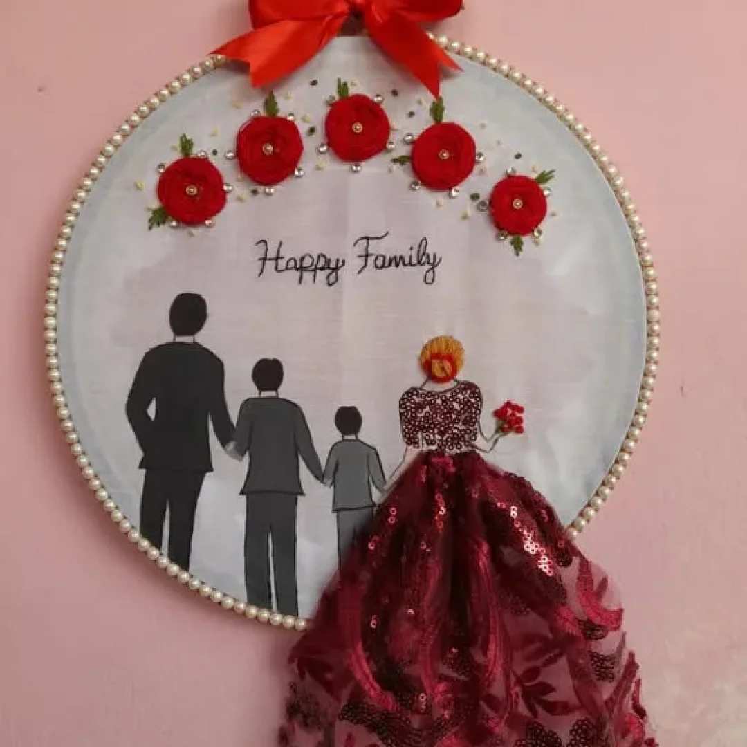 3D Happy Family Hoop Art