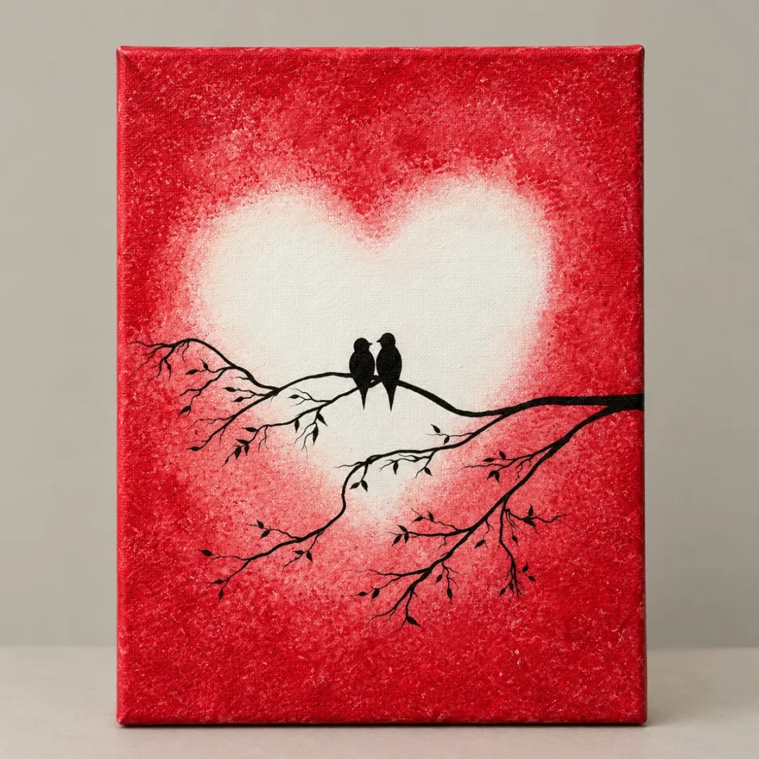 Canvas -Lovebirds Hand Painting