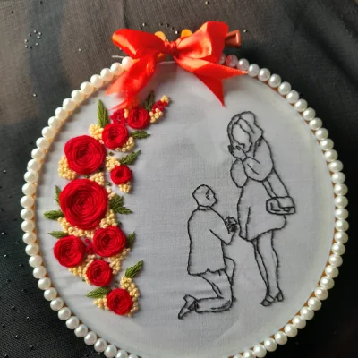 Romantic Proposal Hoop Art Frame with Red Rose — image 1