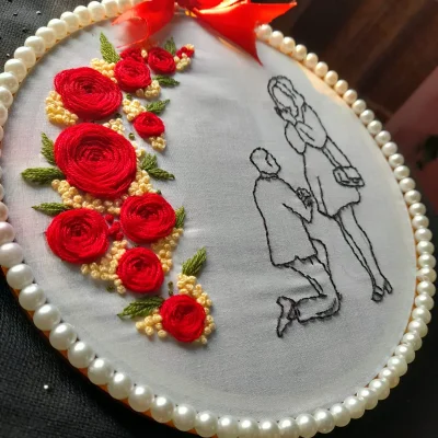 Romantic Proposal Hoop Art Frame with Red Rose — image 3