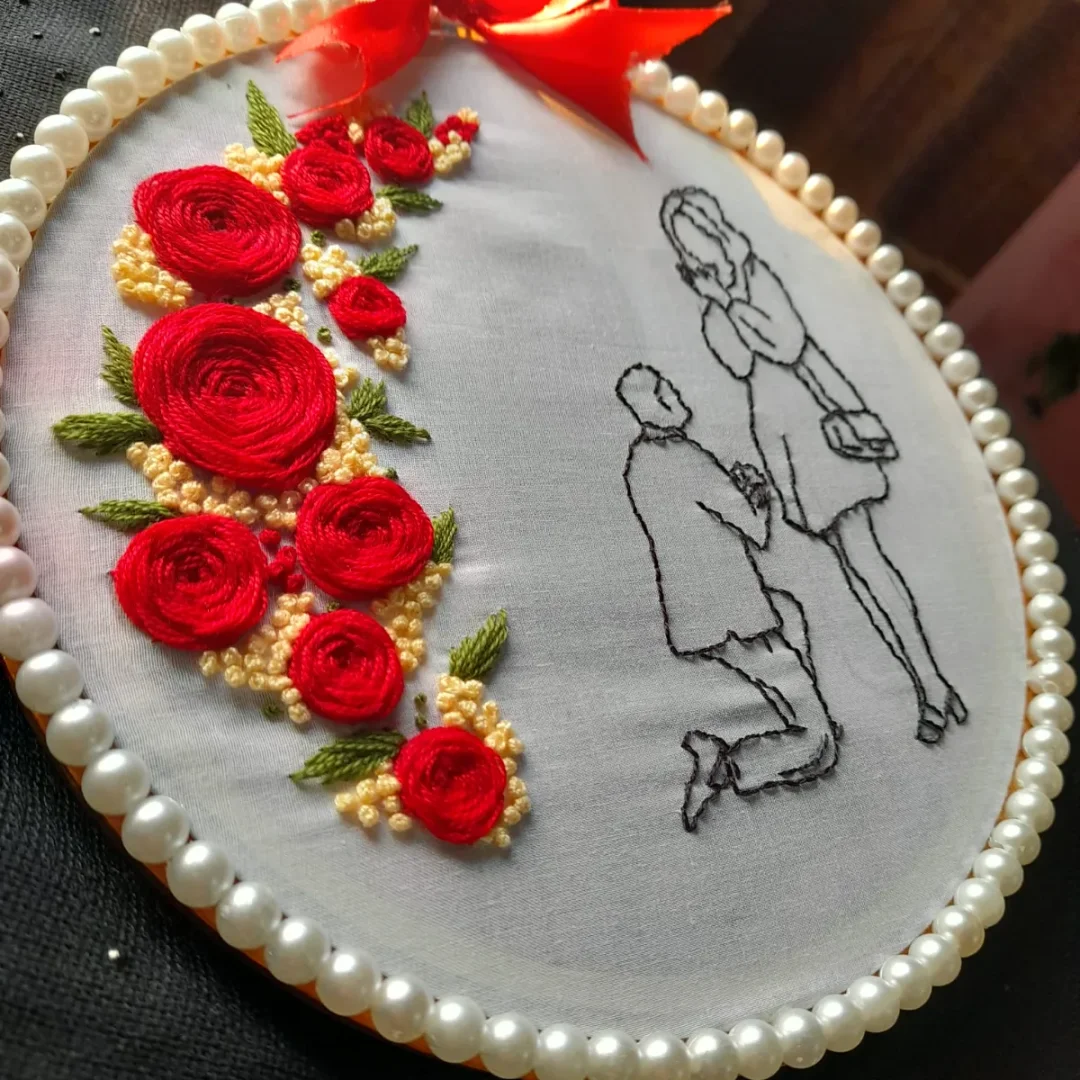 Romantic Proposal Hoop Art Frame with Red Rose — image 3