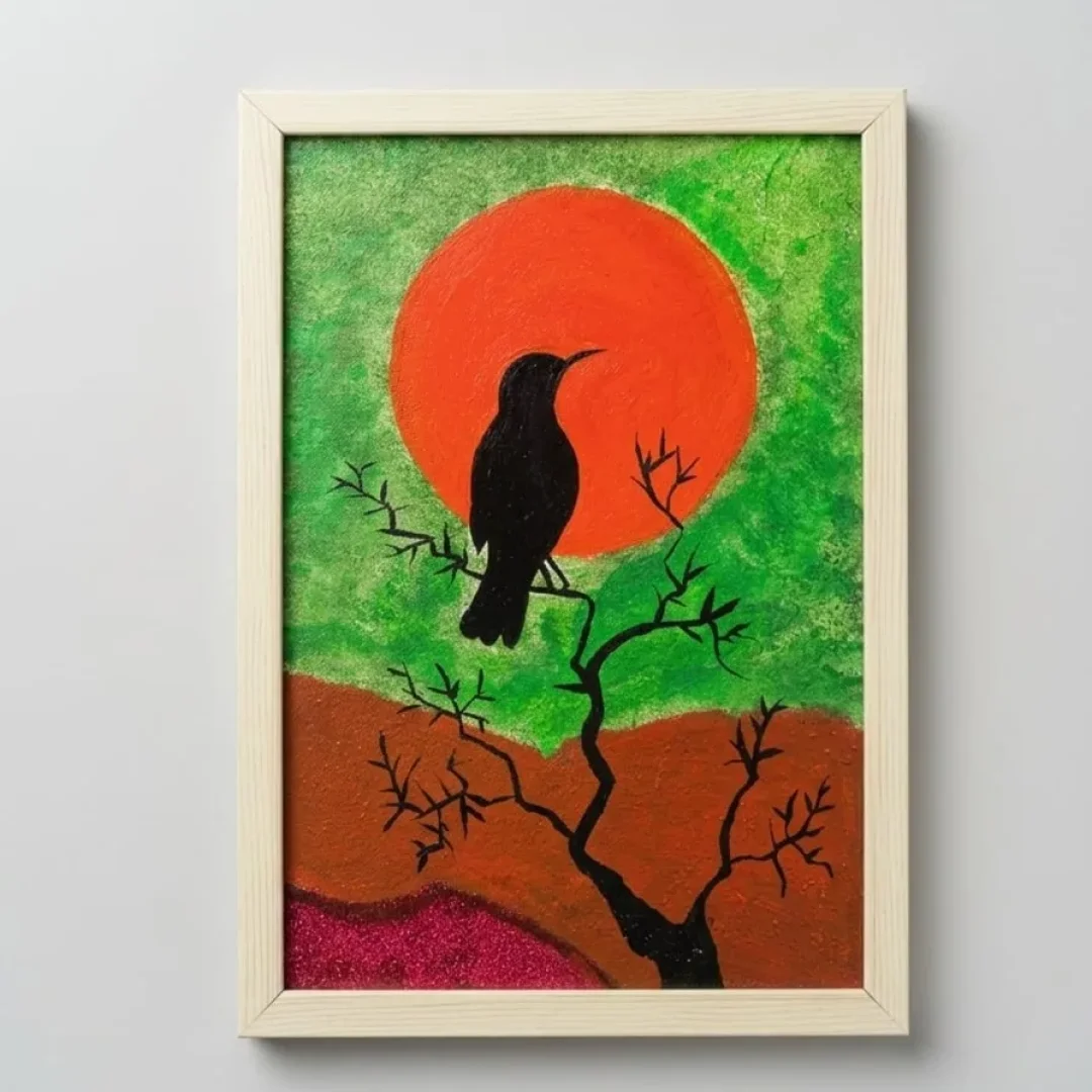 Serene Solitude: A Lone Bird Painting