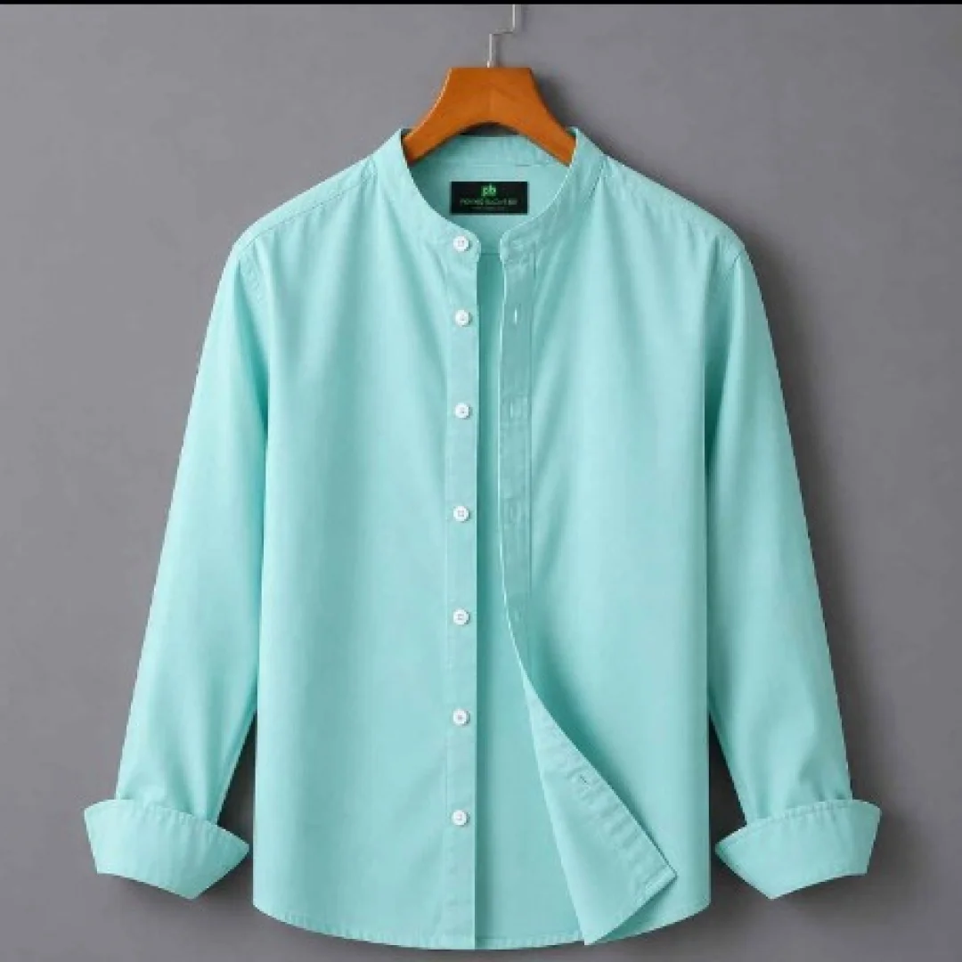 Premium Oxford Cotton Fabric Ban Collar Full Sleeve Shirt