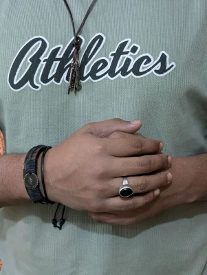 Men's Premium Black Bracelet & Vintage Key Necklace Combo — image 2