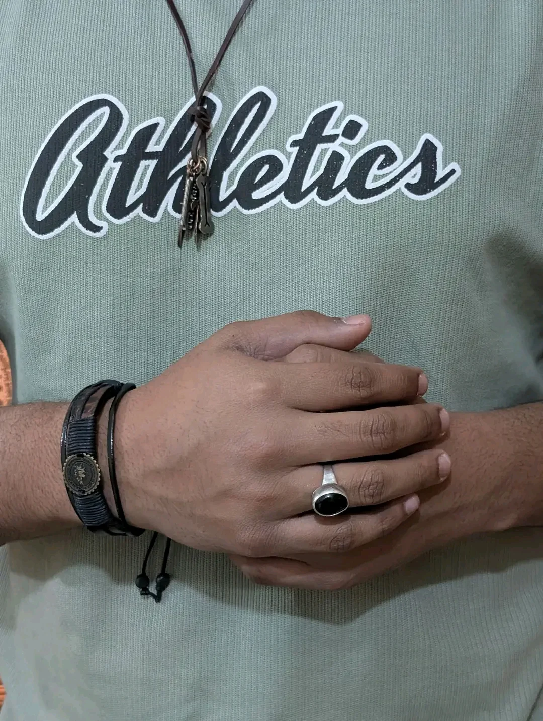 Men's Premium Black Bracelet & Vintage Key Necklace Combo — image 2