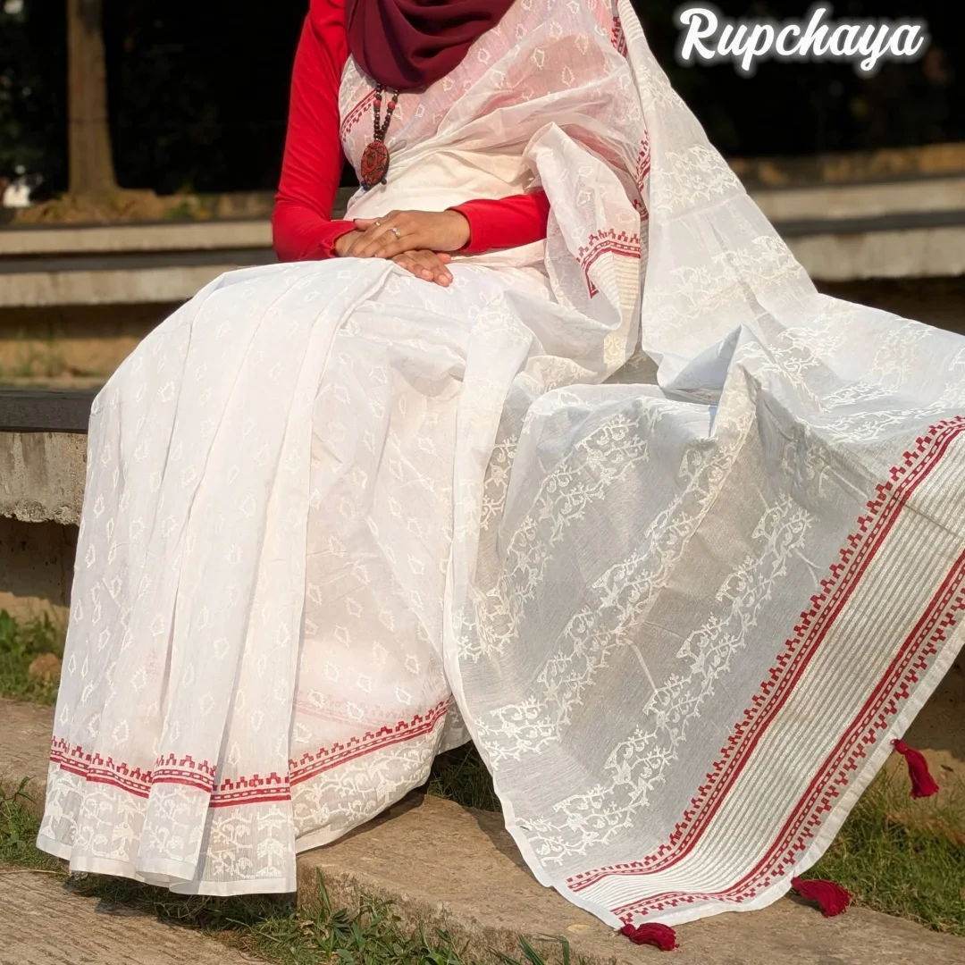 Jamdani Block Print Saree