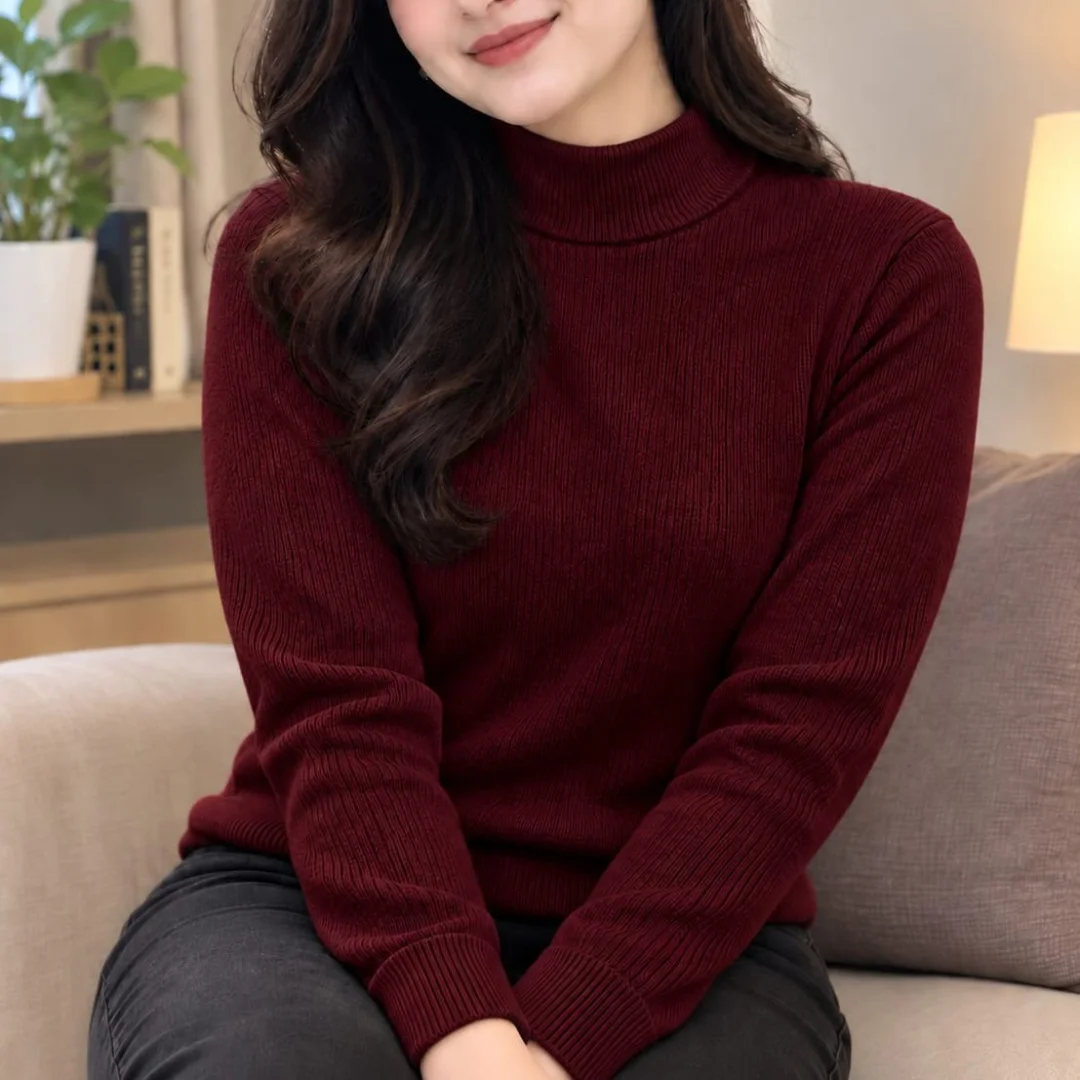 Ribbed High Neck Sweater