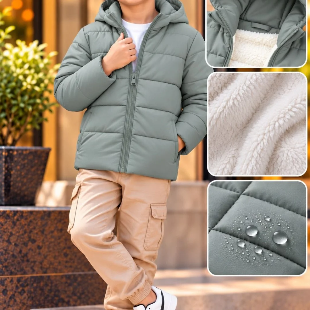 Boy's Sherpa Padding Jacket (Hoodie) — image 3