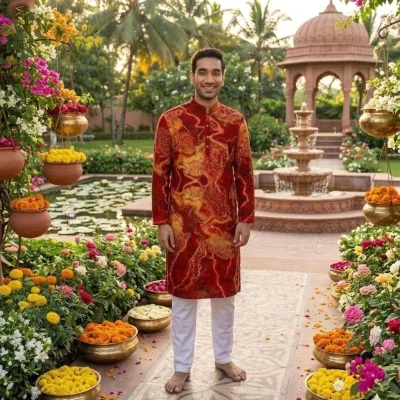 Premium Quality Panjabi Fabric with Matching Button — image 9