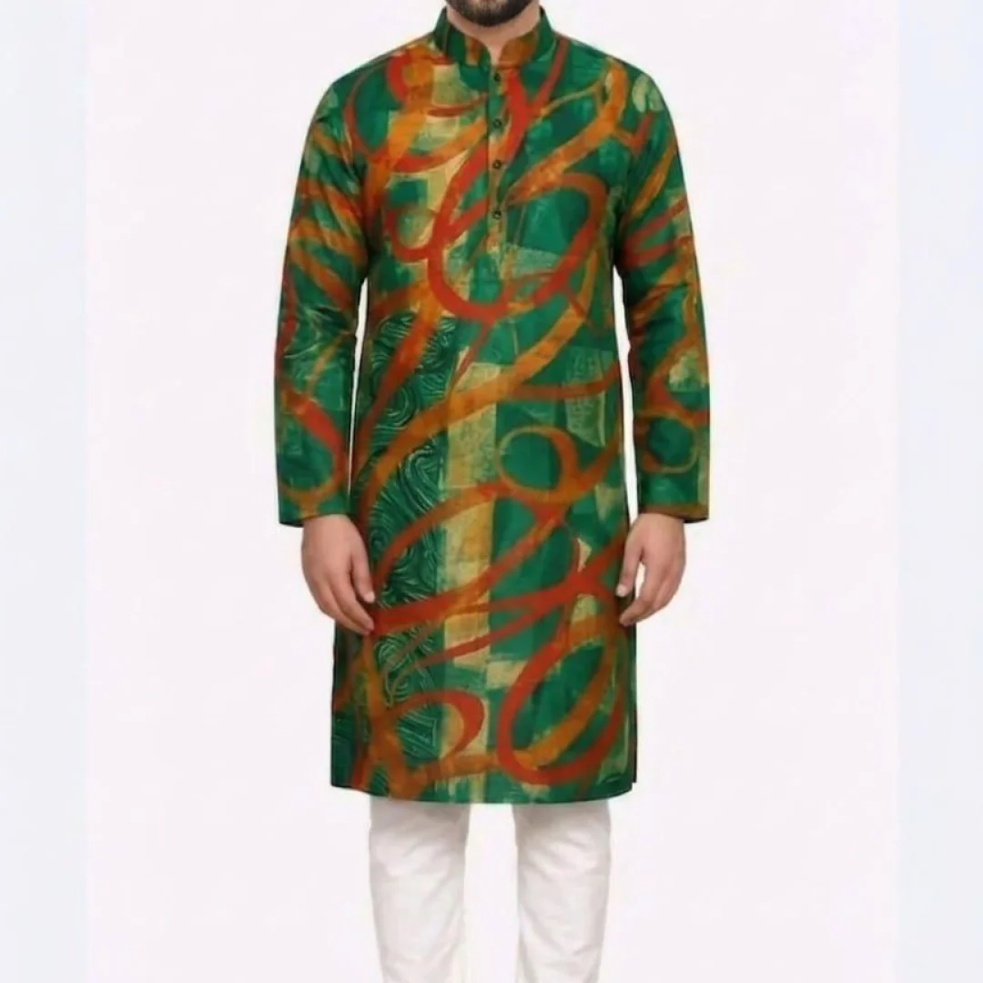 Premium Quality Panjabi Fabric with Matching Button — image 8