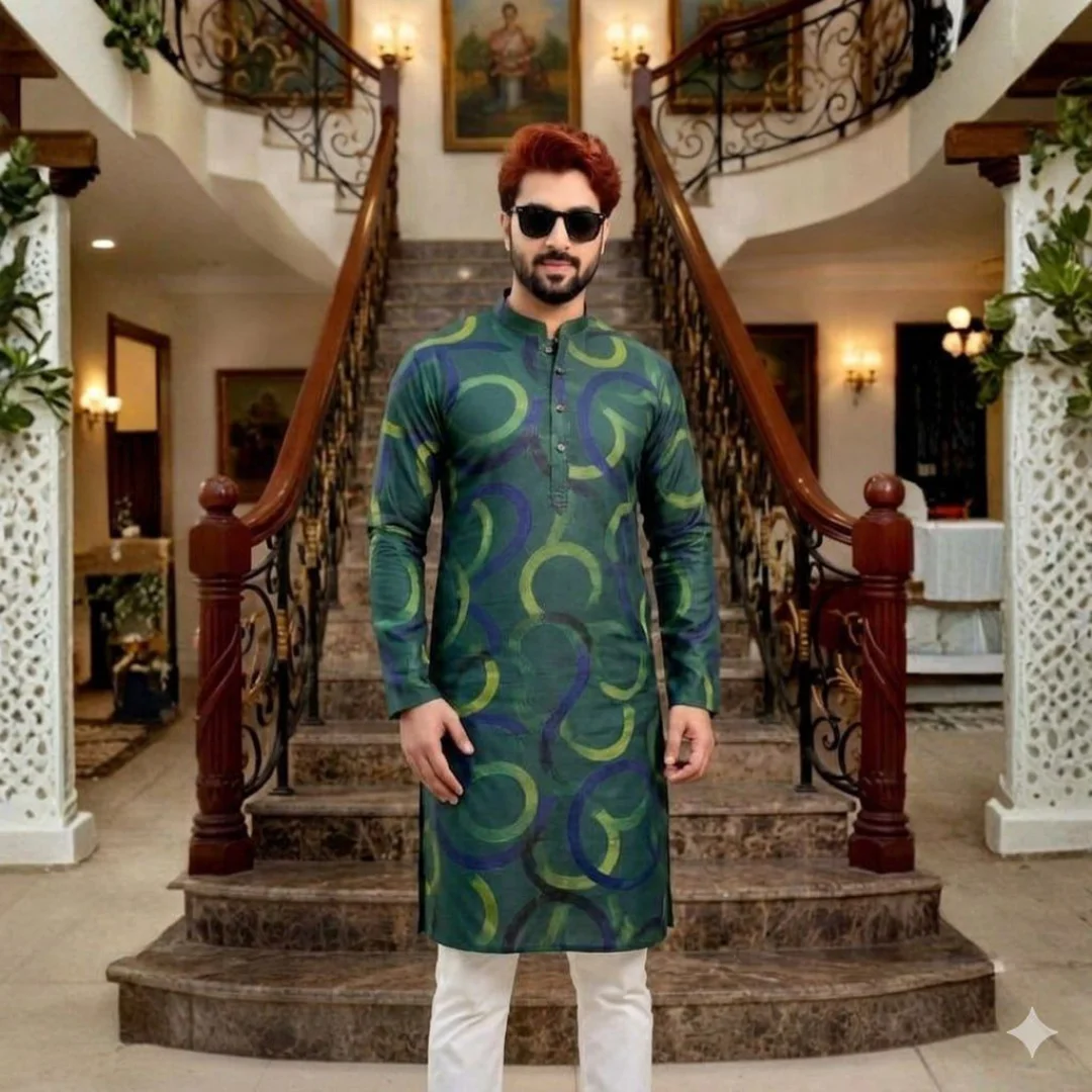 Premium Quality Panjabi Fabric with Matching Button — image 5