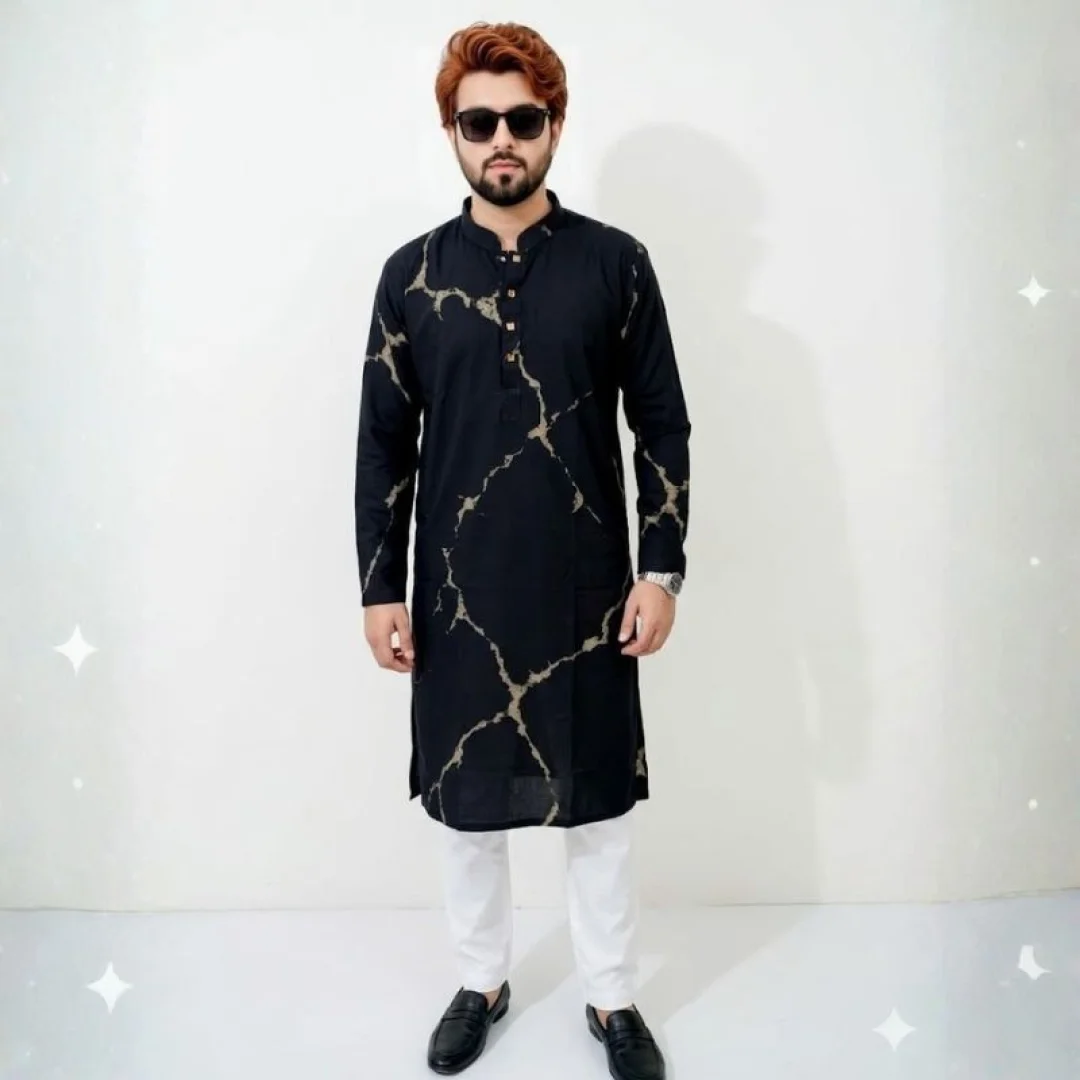 Premium Quality Panjabi Fabric with Matching Button — image 3