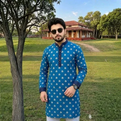 Premium Quality Panjabi Fabric with Matching Button — image 2