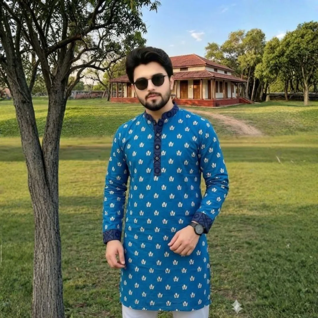 Premium Quality Panjabi Fabric with Matching Button — image 2
