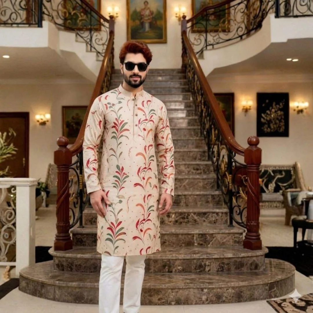 Premium Quality Panjabi Fabric with Matching Button