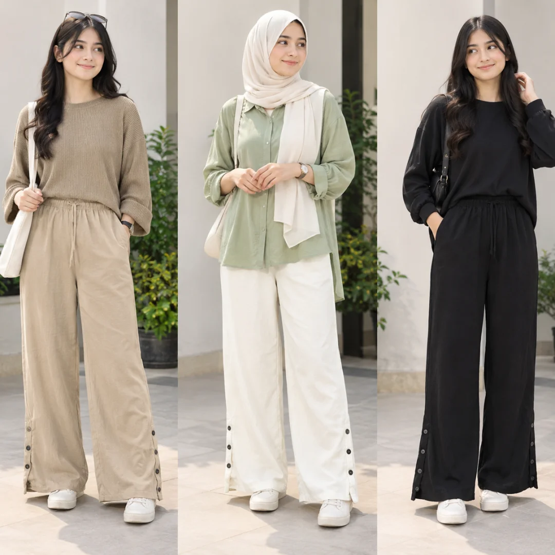 Combo Of China Cy Fabric Palazzo Pants - 3 Pcs