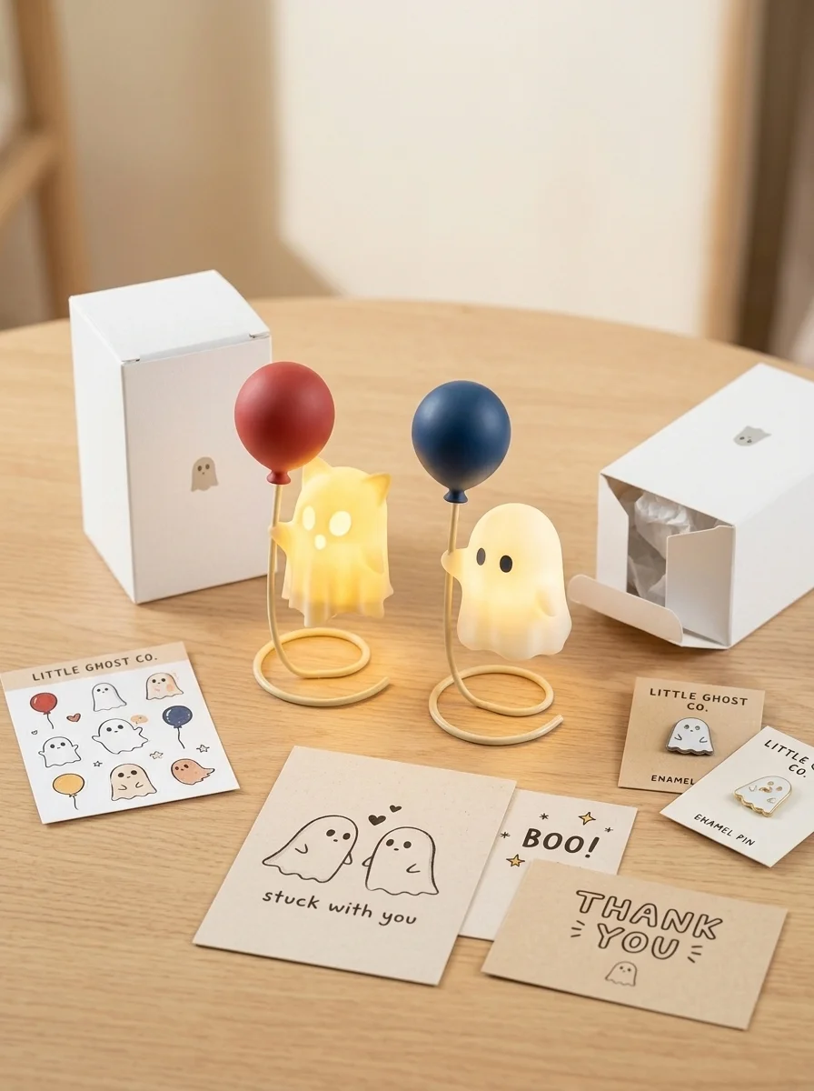 Soorah Cute Ghost Balloon Night Lamp 3D Printed Cat Ear Ghost Warm LED Light for Bedroom Bedside Table Decor Study Desk Gaming Setup Birthday Anniversary Valentine Halloween Gift Idea — image 6