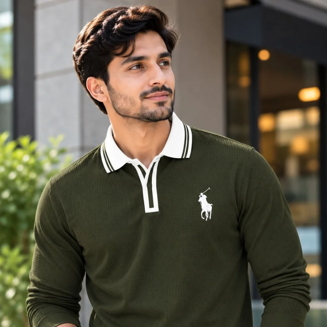Premium Embroidery Full Sleeve Polo Shirt