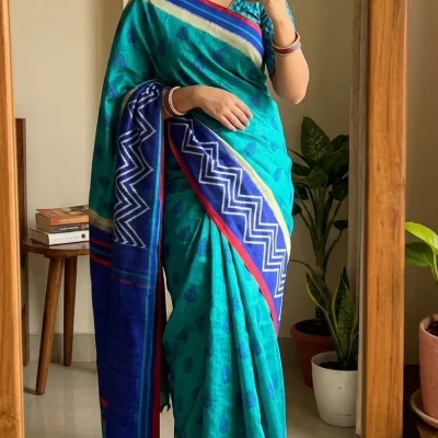 Premium Motka Silk Blue Saree — image 1