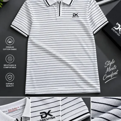 Trendy China Stripe V Neck Polo — image 2