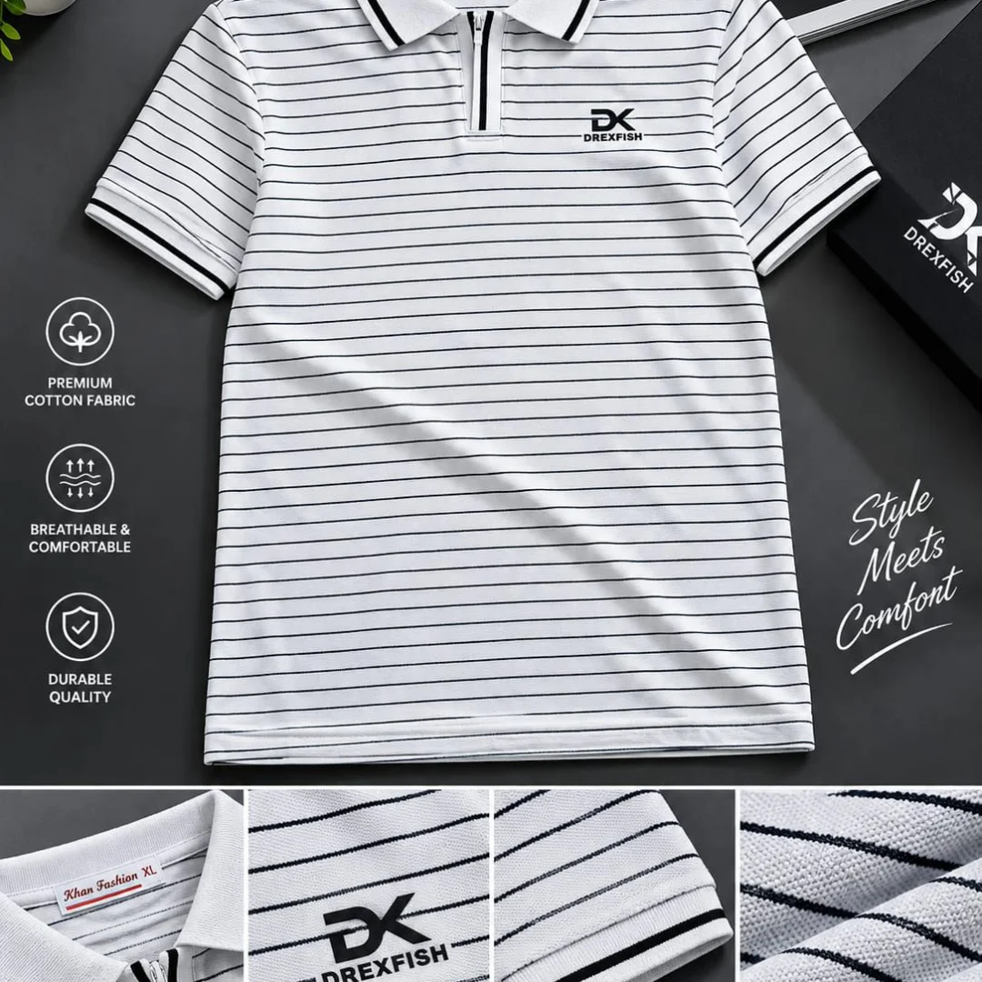 Trendy China Stripe V Neck Polo — image 2