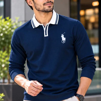 Premium Embroidery Full Sleeve Polo Shirt — ছবি 4