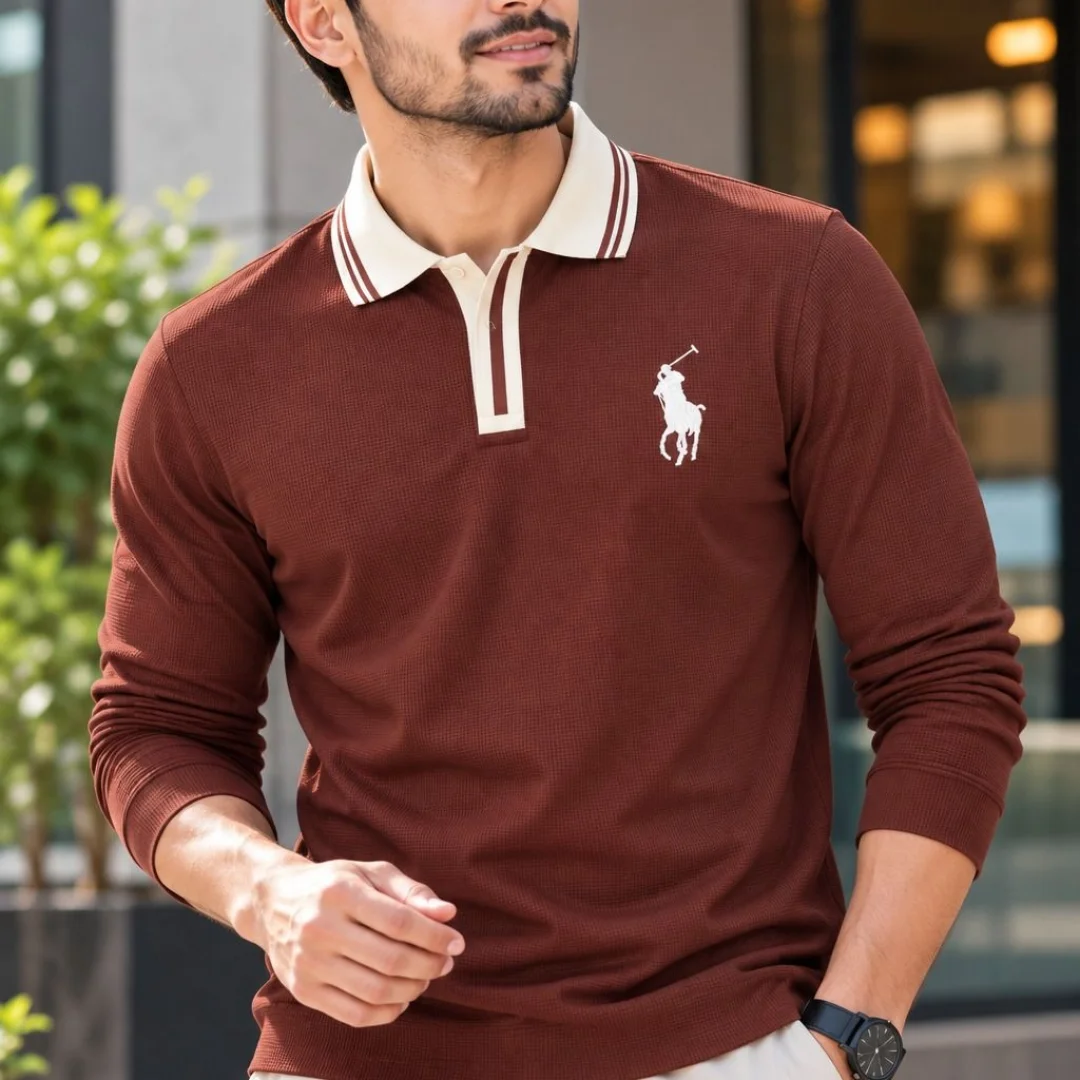 Premium Embroidery Full Sleeve Polo Shirt — ছবি 5