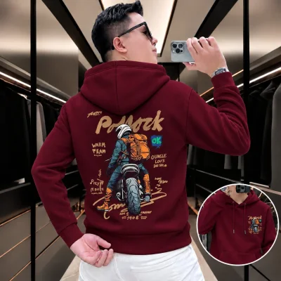 Stylish Solid Printed Cotton Hoodie — ছবি 8