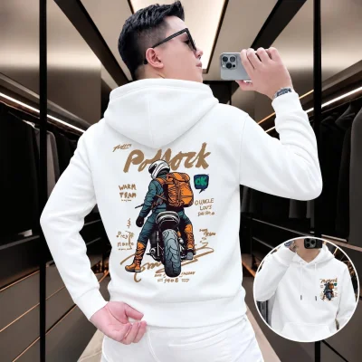 Stylish Solid Printed Cotton Hoodie — ছবি 6