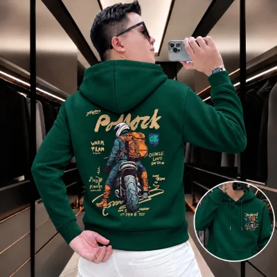 Stylish Solid Printed Cotton Hoodie — ছবি 5