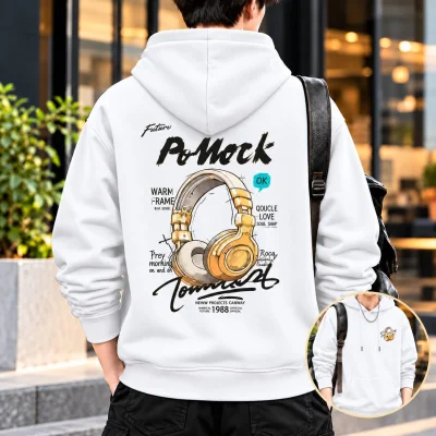 Stylish Solid Printed Cotton Hoodie — ছবি 2