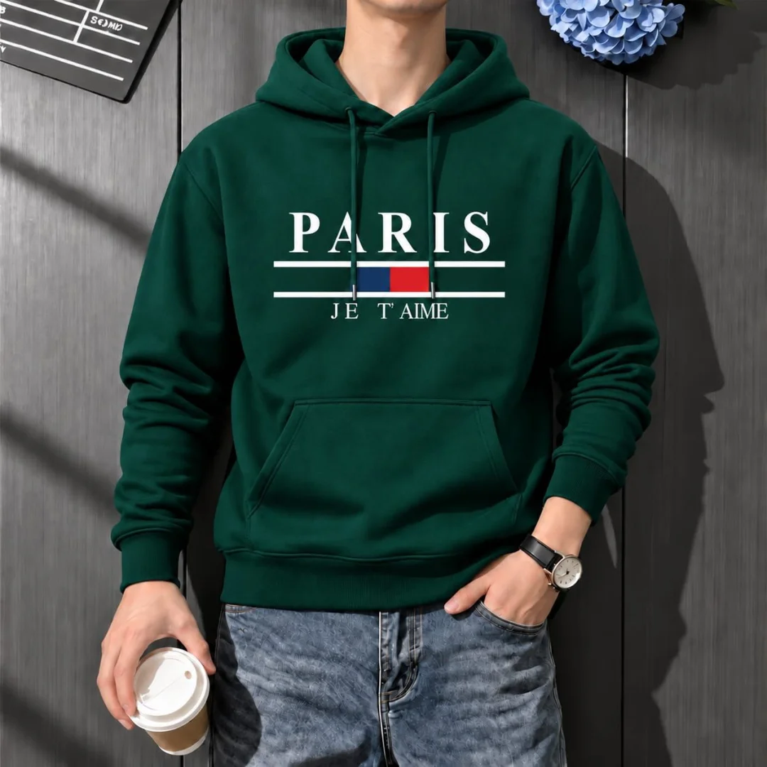 Stylish Solid Printed Cotton Hoodie — image 8