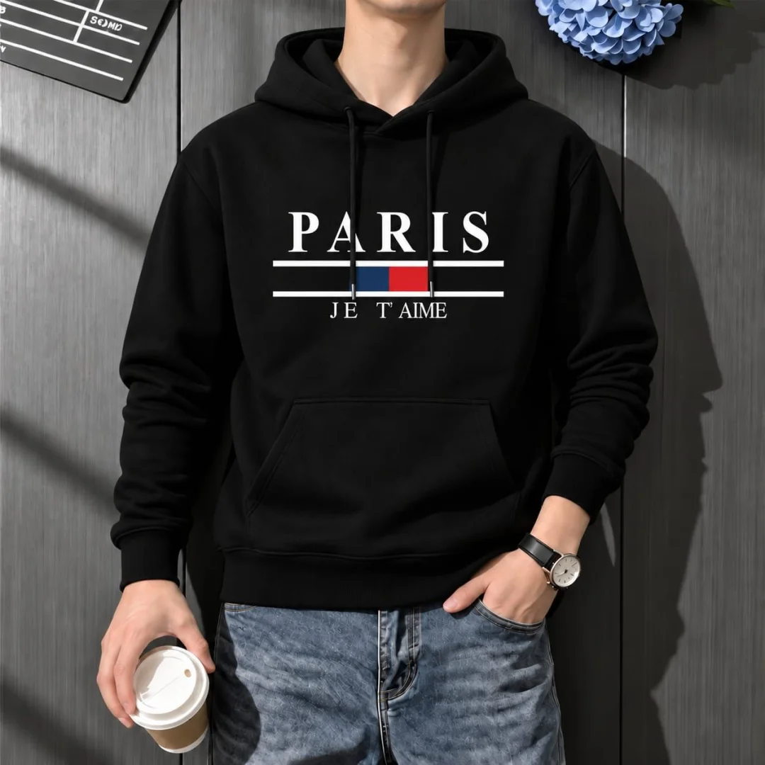 Stylish Solid Printed Cotton Hoodie — image 5