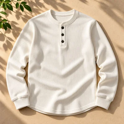 Stylish Placket Button Sweatshirt — ছবি 3