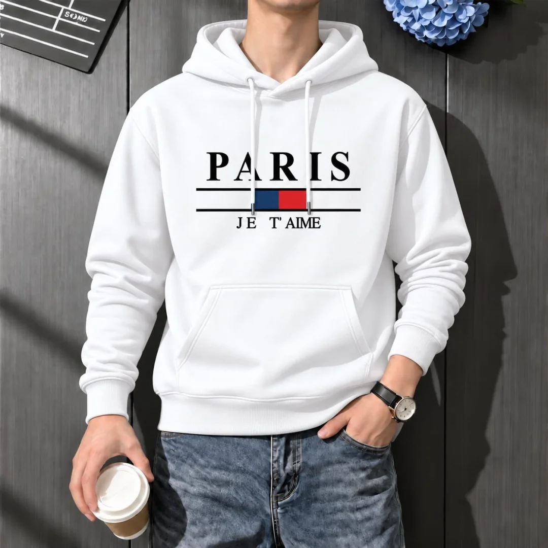 Stylish Solid Printed Cotton Hoodie